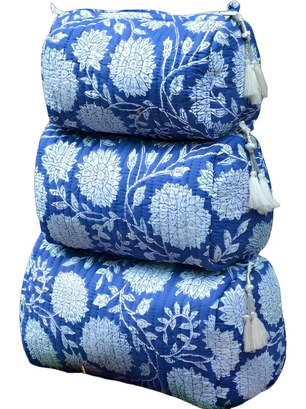 100% Cotton Boho Block Print Cosmetic Bag | Travel Toiletry Pouch for Women